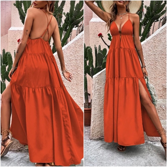 Boho Criss Cross Ruffle Cami Maxi Dress - Picture 6 of 12